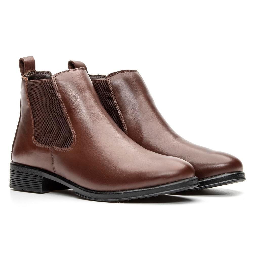 Bota Chelsea Masculina Couro Botina Casual Conforto Marrom 1