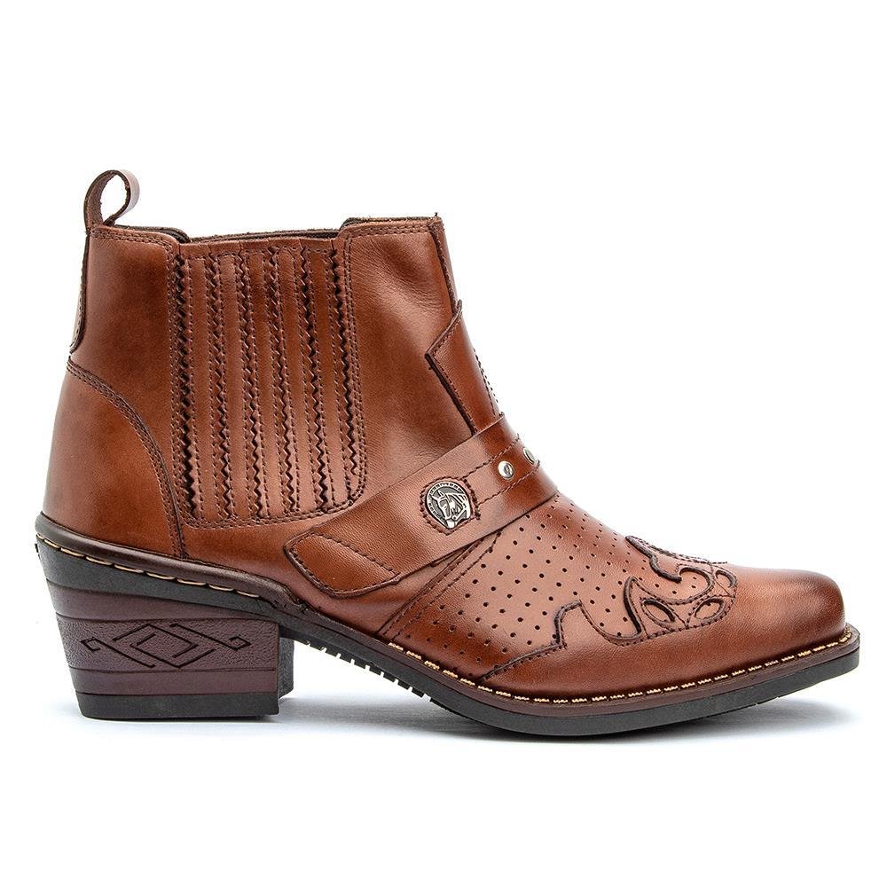 Bota Country Masculina Couro Cano Baixo Conforto Casual Marrom 2