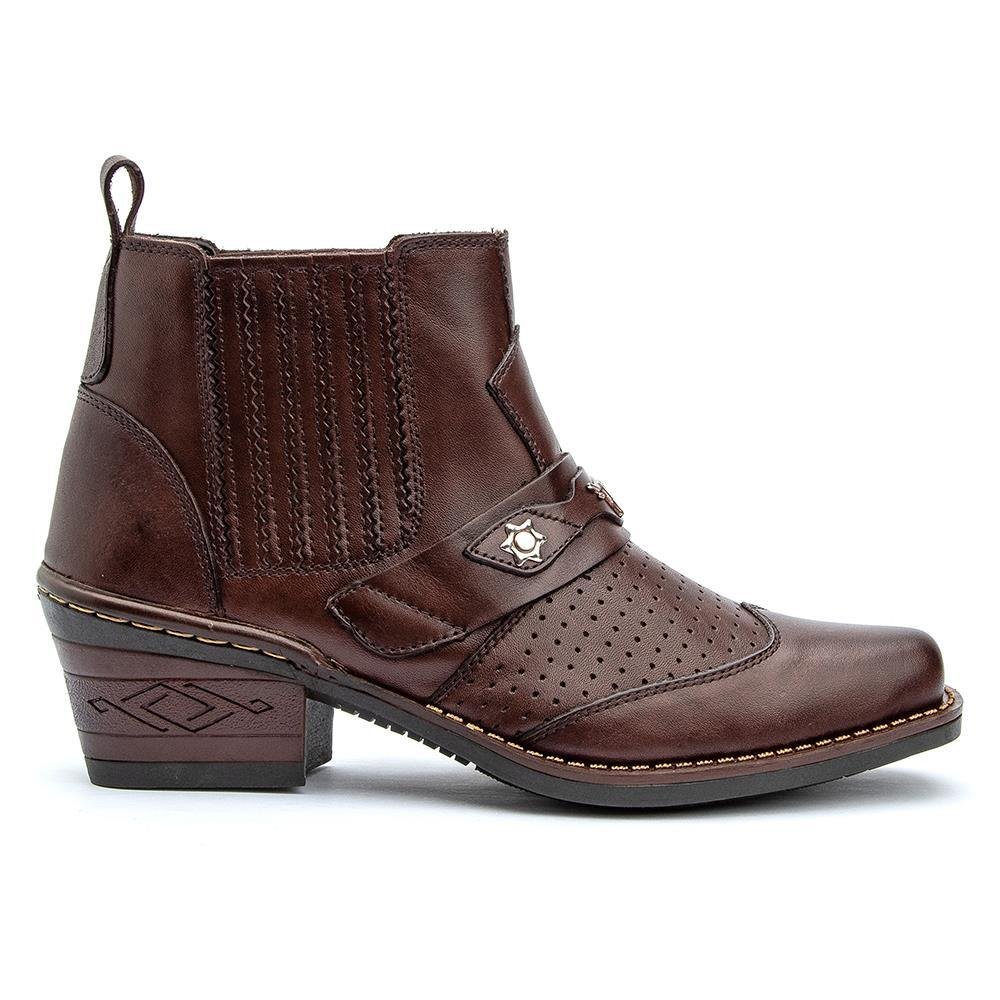 Bota Country Masculina Couro Conforto Casual Marrom 2