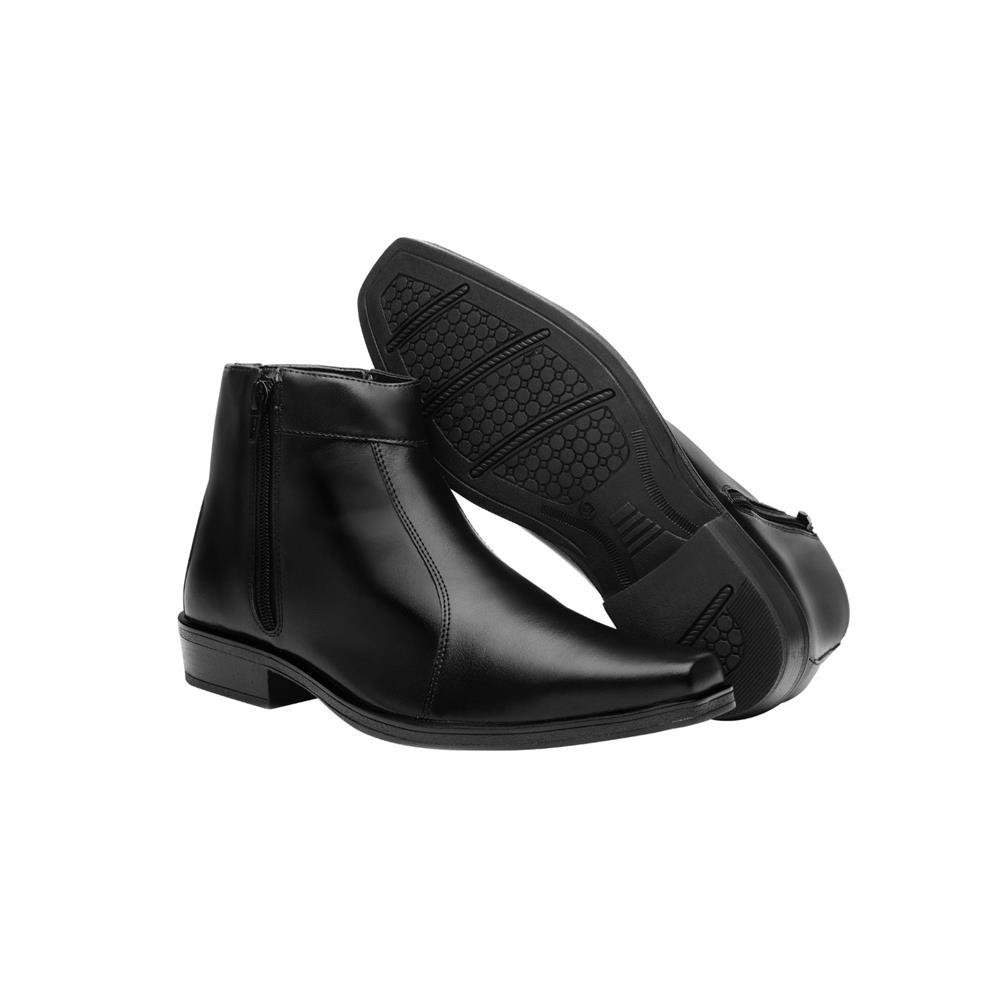 Bota Masculina Zíper Cano Baixo Confortável Leve Dia a Dia Preto 2