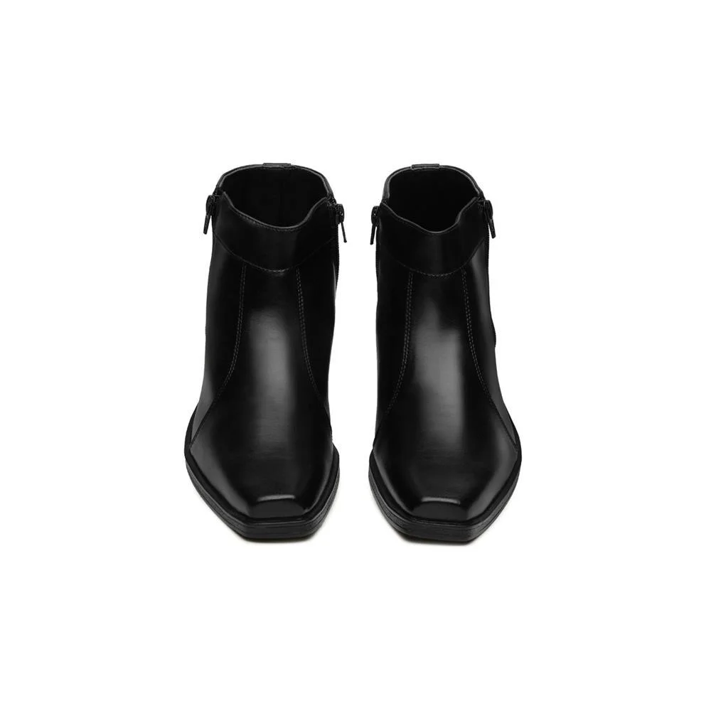 Bota Masculina Zíper Cano Baixo Confortável Leve Dia a Dia Preto 3