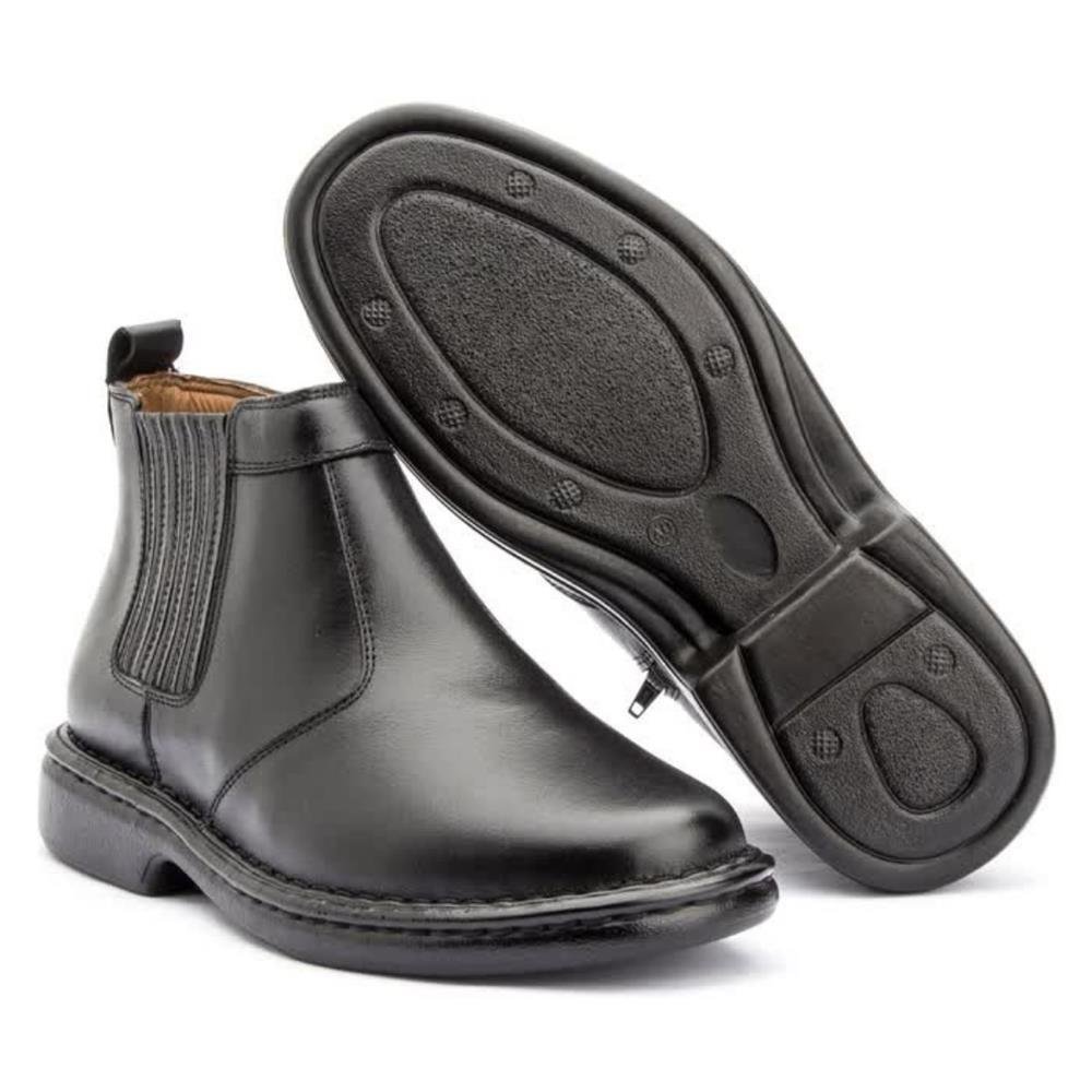 Botas Pastori Masculina Couro Conforto Casual Leve Preto 4