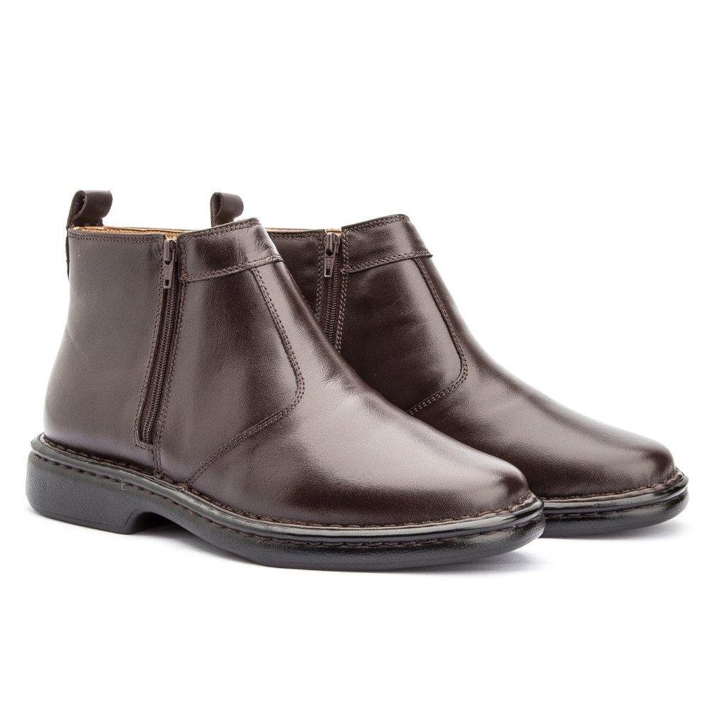 Botas Pastori Masculina Couro Conforto Casual Leve Marrom 1
