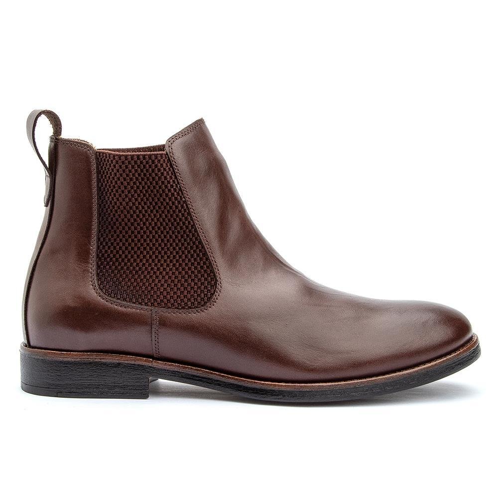 Bota Chelsea Masculina Couro Bico Redondo Conforto Casual Marrom 2