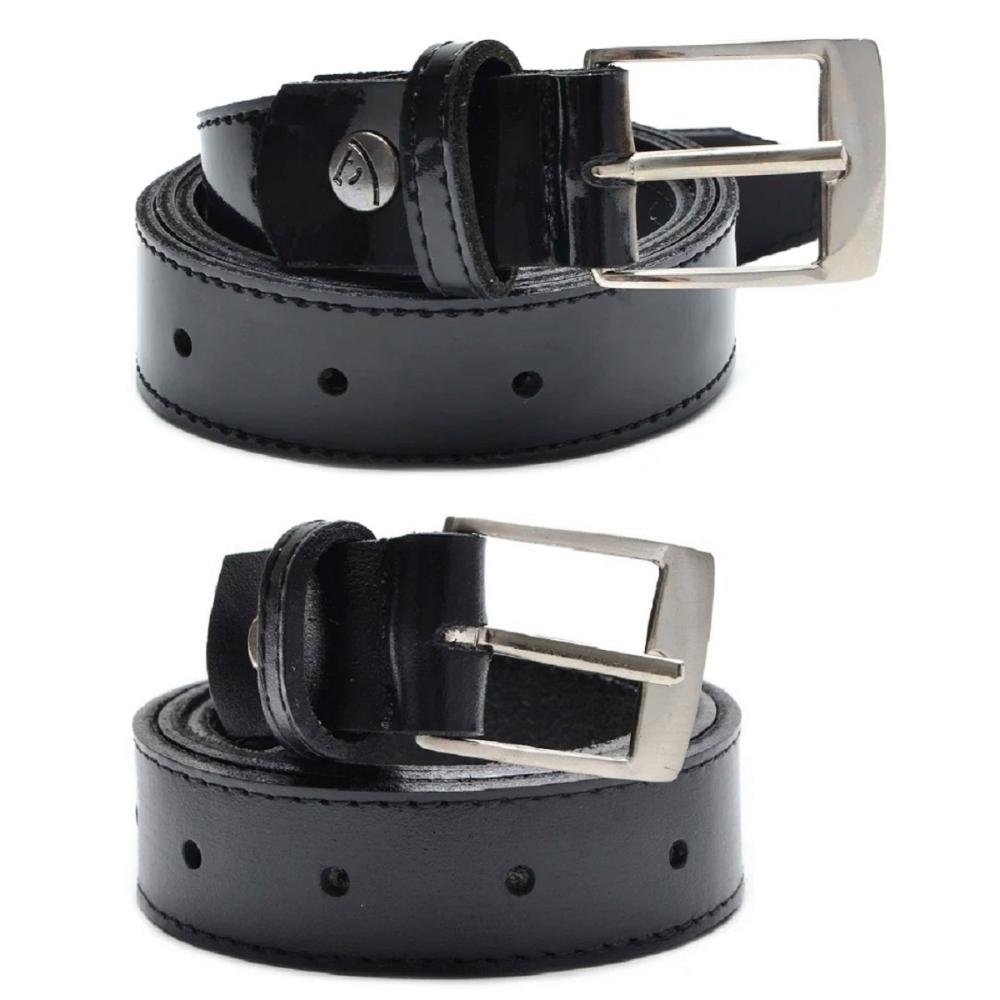 Kit 2 Cintos Masculino Fivela Ajustável Festa Dia a Dia Preto 1