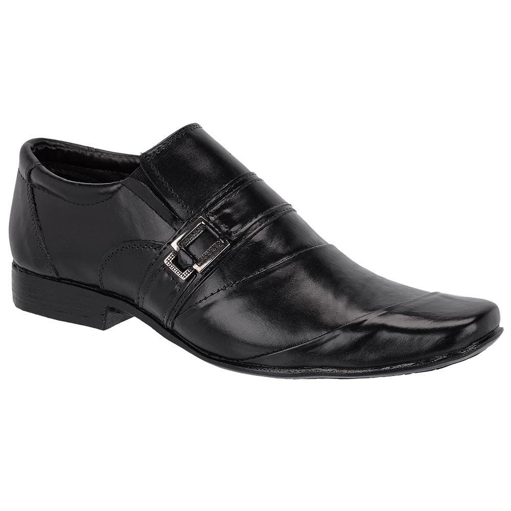Sapato Social Masculino Leoppé Forrado Estilo Italiano Preto Preto 2