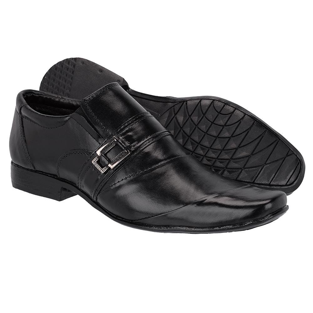 Sapato Social Masculino Leoppé Forrado Estilo Italiano Preto Preto 3