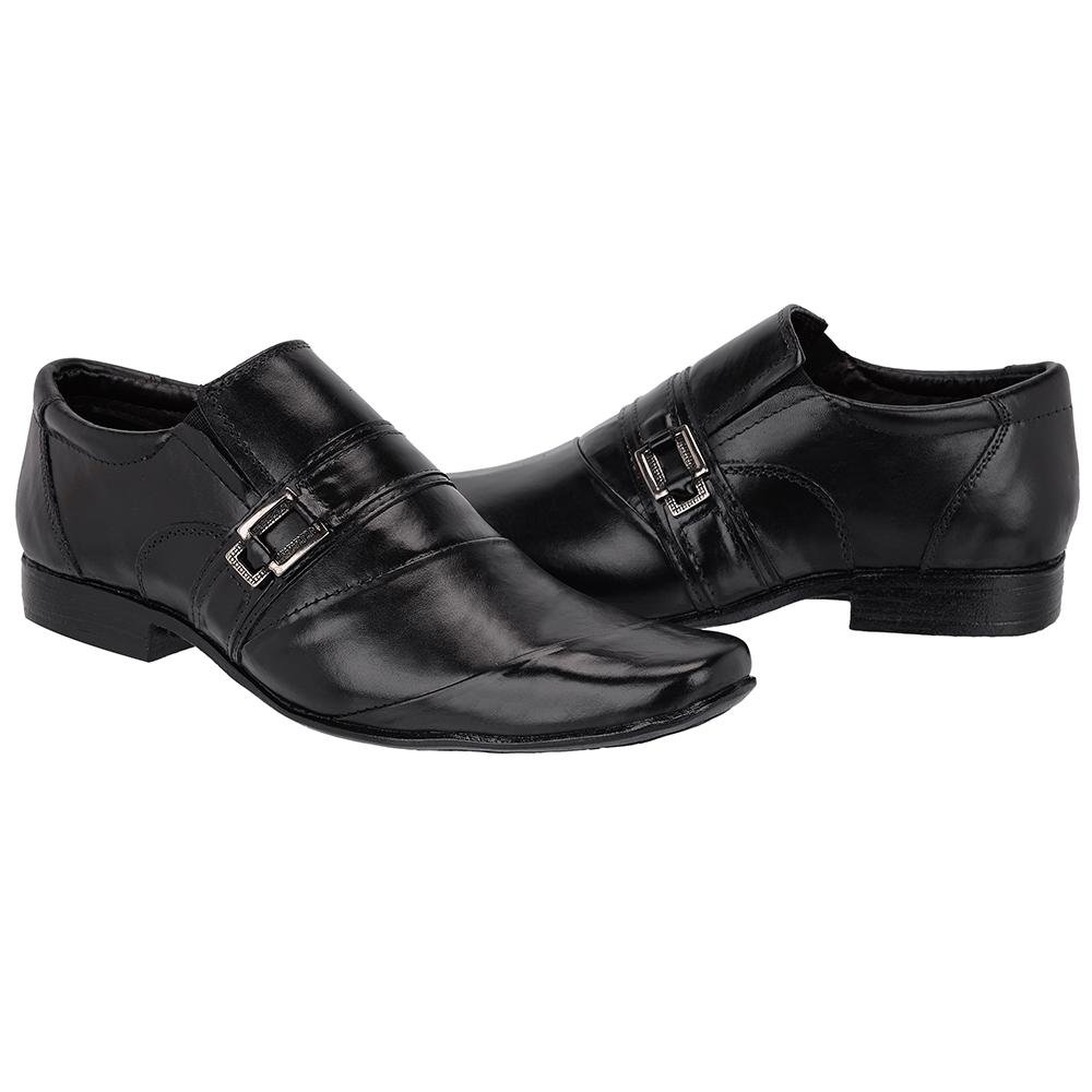 Sapato Social Masculino Leoppé Forrado Estilo Italiano Preto Preto 4