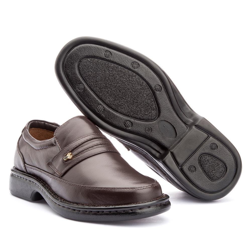 Sapato Social Masculino Couro Bico Redondo Casual Marrom 4
