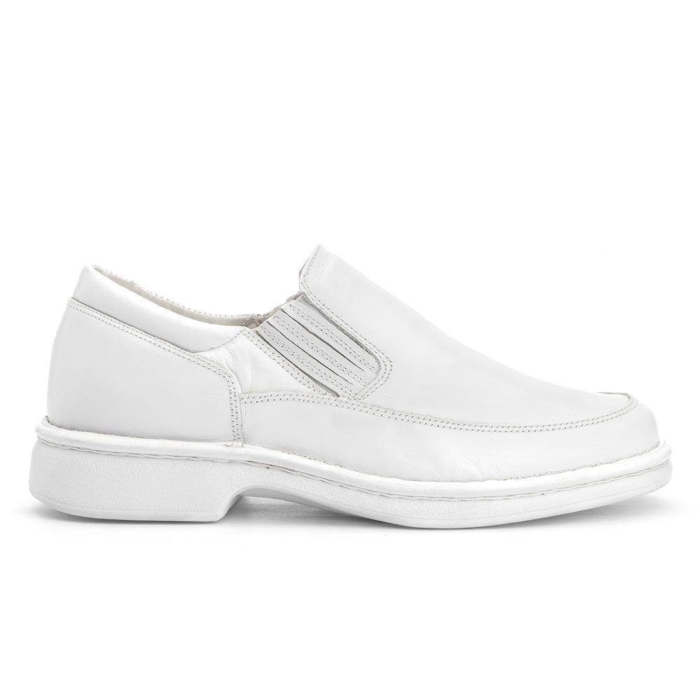 Sapato Social Masculino Couro Elástico Liso Casual Branco 2