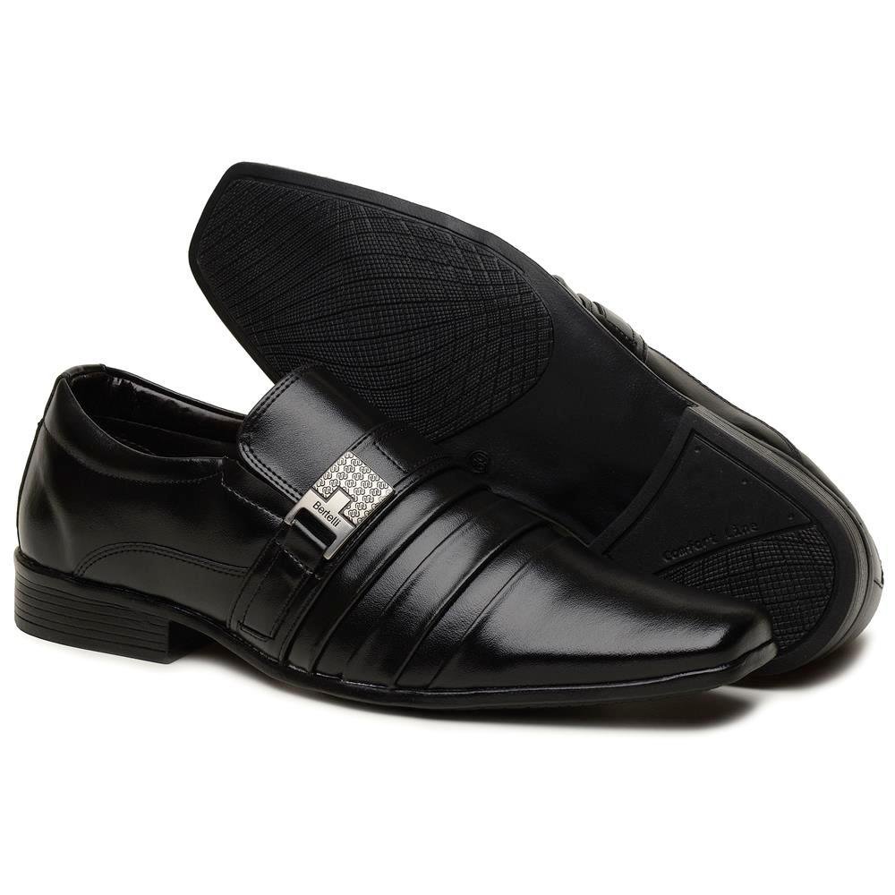 Sapato Social Masculino Elástico Metal Confortável Moderno Preto 2