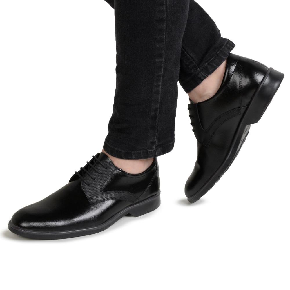Sapato Social Masculino Bico Redondo Cadarço Confortável Preto 5