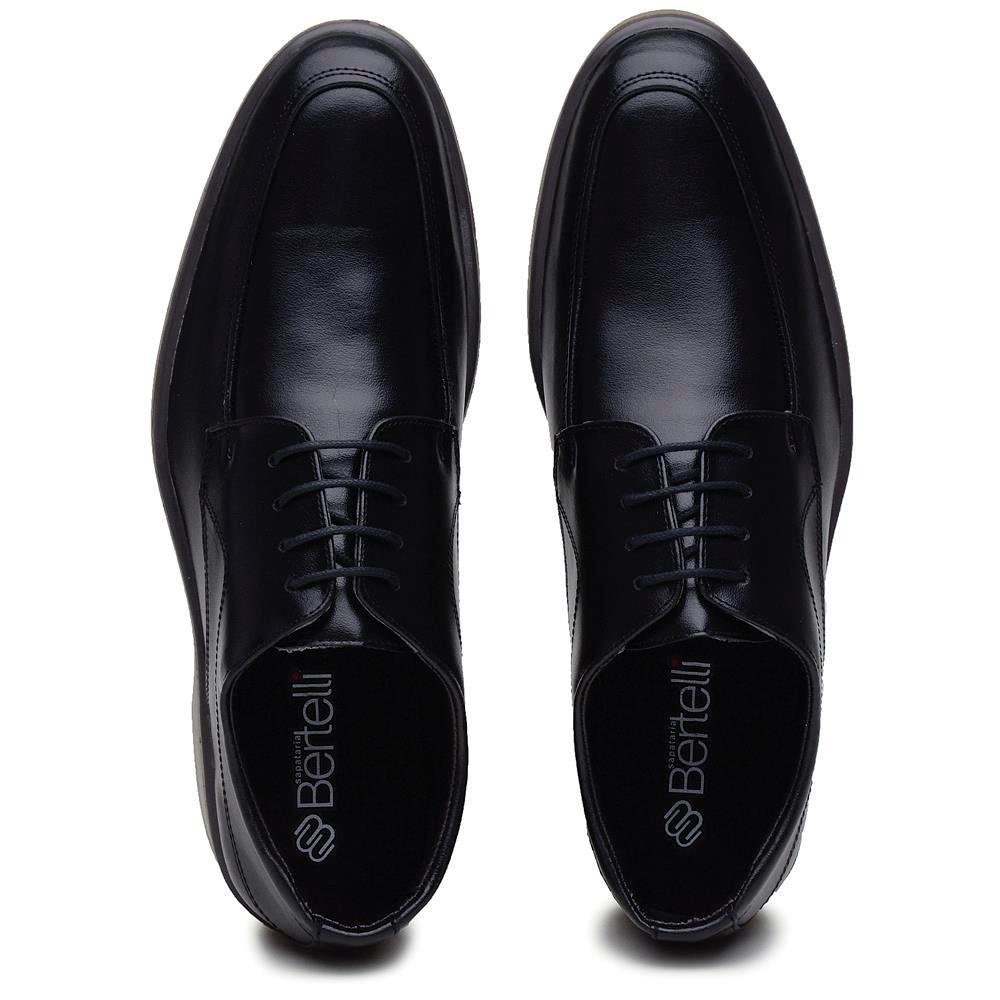 Sapato Social Masculino Cadarço Bico Redondo Confortável Preto 3