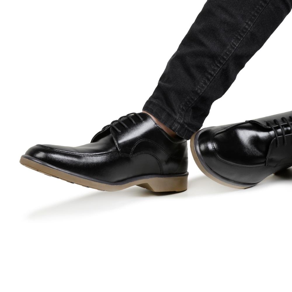 Sapato Social Masculino Cadarço Bico Redondo Confortável Preto 5
