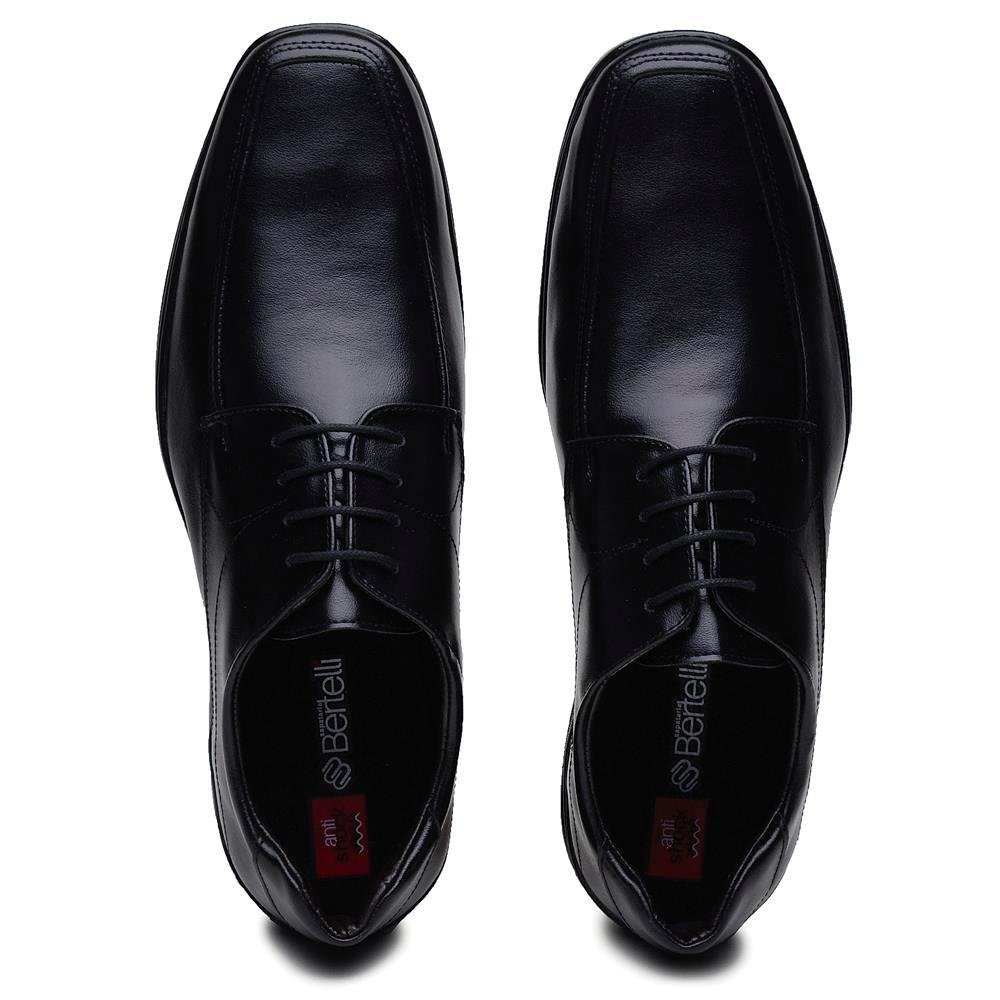 Sapato Social Masculino Cadarço Confortável Dia a Dia Preto 3