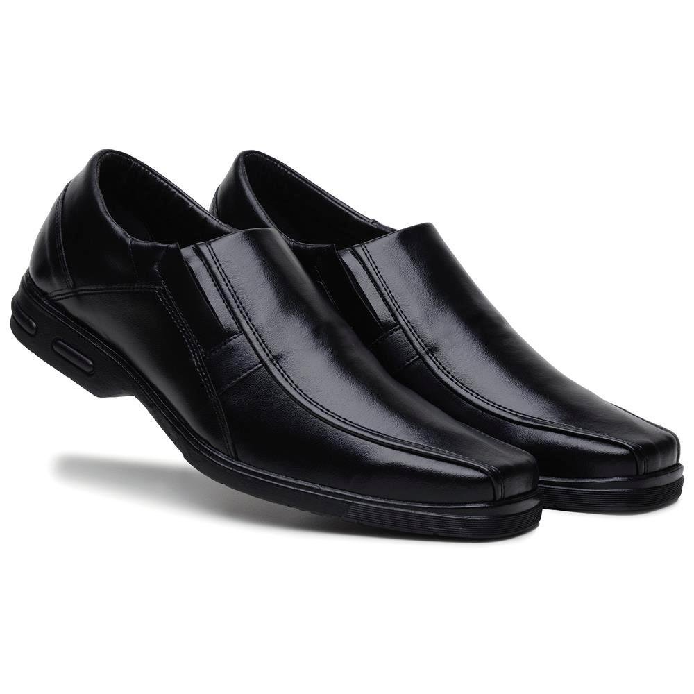 Sapato Social Masculino Elástico Liso Conforto Elegante Preto 1