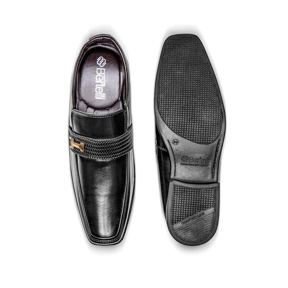 Sapato Social Masculino Fivela Elástico Confortável Preto 3