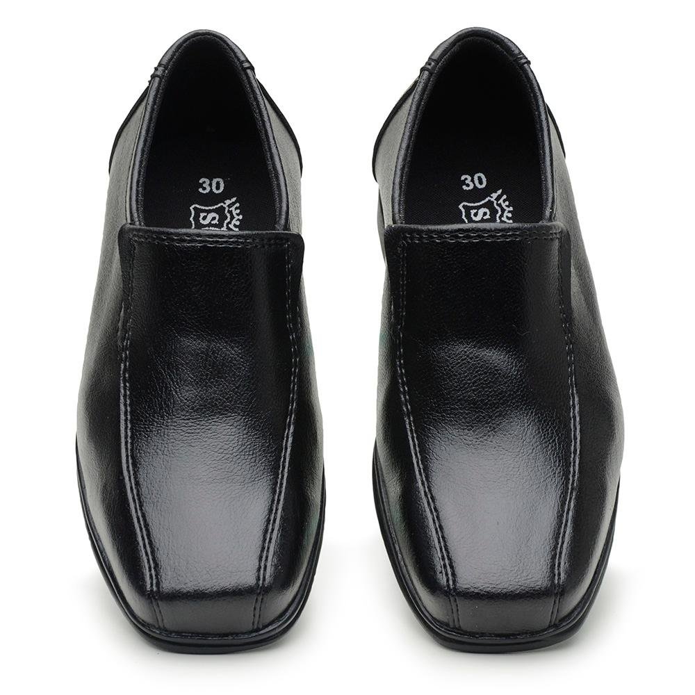 Sapato Social Infantil Menino Calce Fácil Bico Quadrado Preto 2