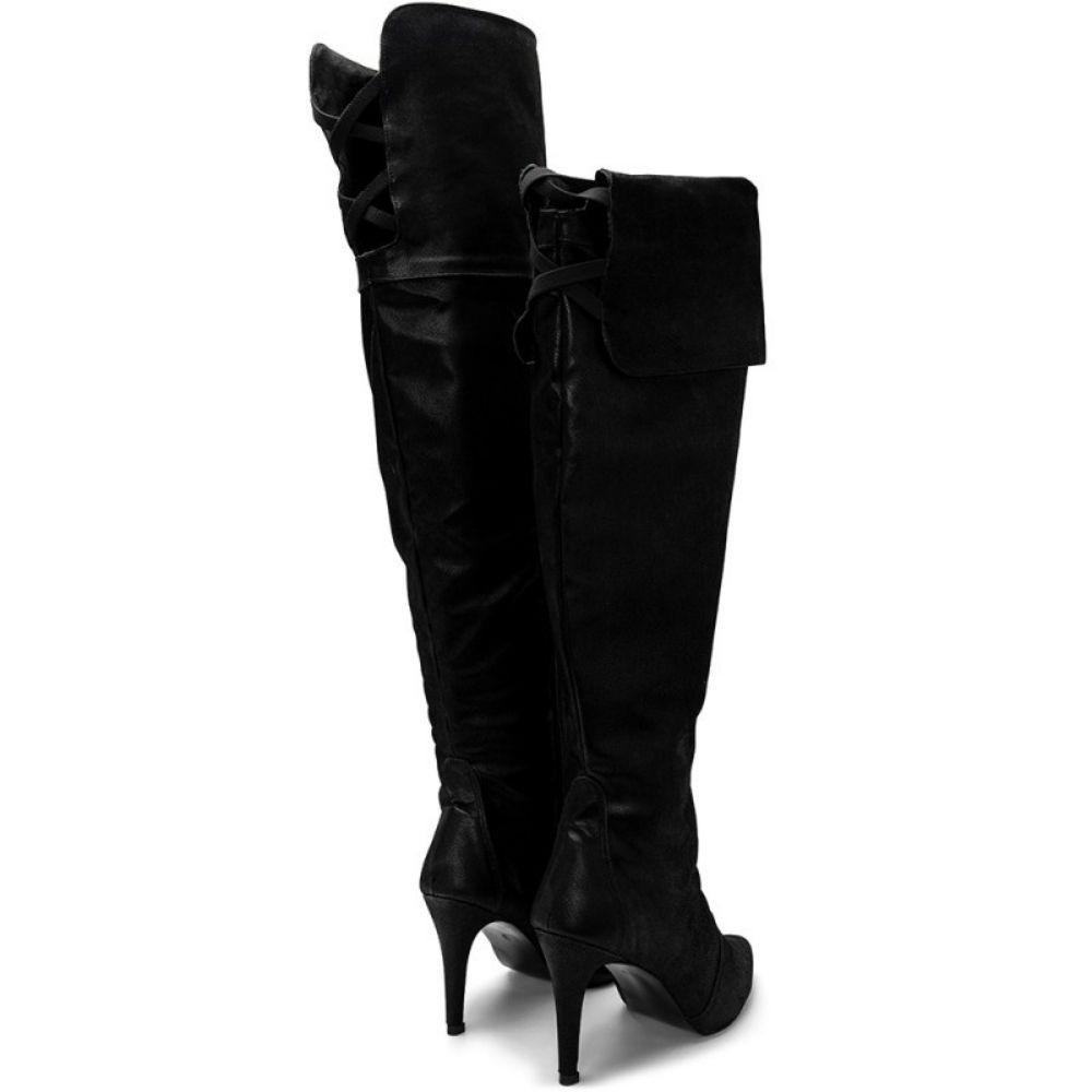 Bota Feminina Over the Knee Elástico Salto Alto Casual Moda Preto 4