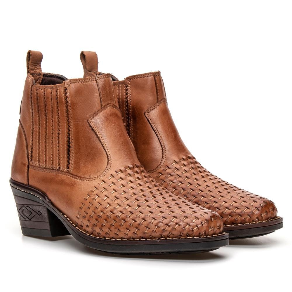 Bota Country Masculina Bico Fino Salto Baixo Confortável Marrom 1