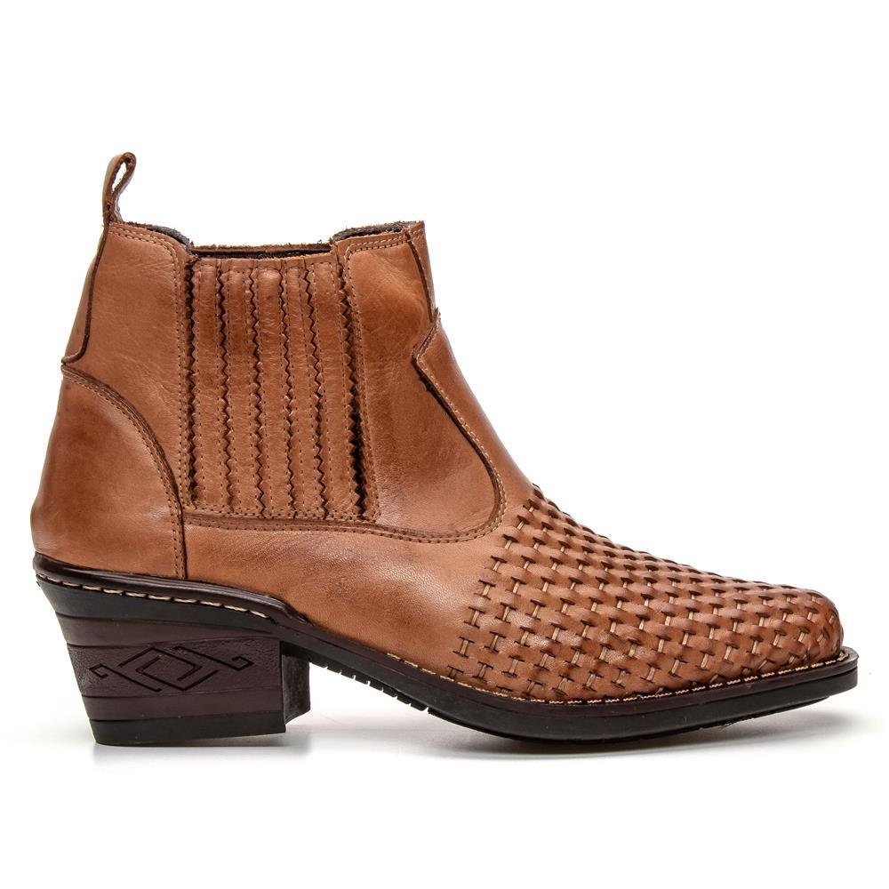 Bota Country Masculina Bico Fino Salto Baixo Confortável Marrom 2