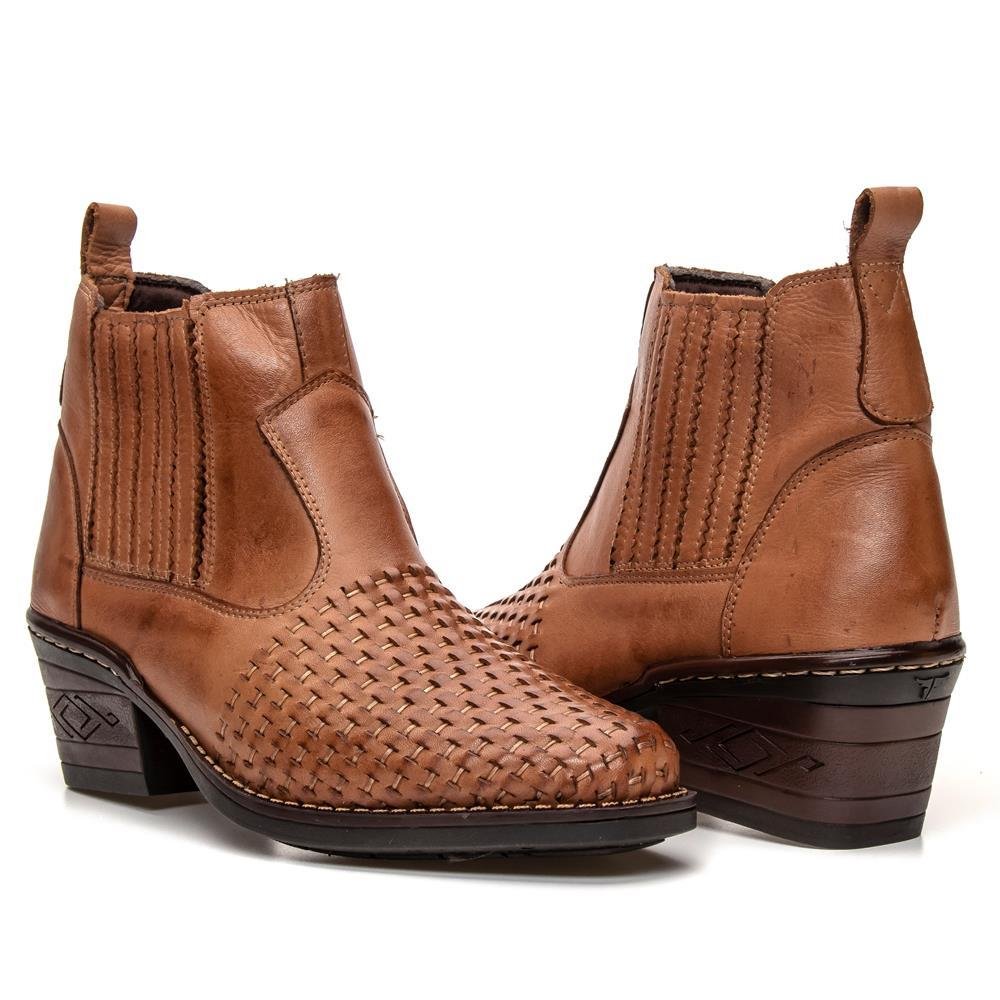 Bota Country Masculina Bico Fino Salto Baixo Confortável Marrom 3