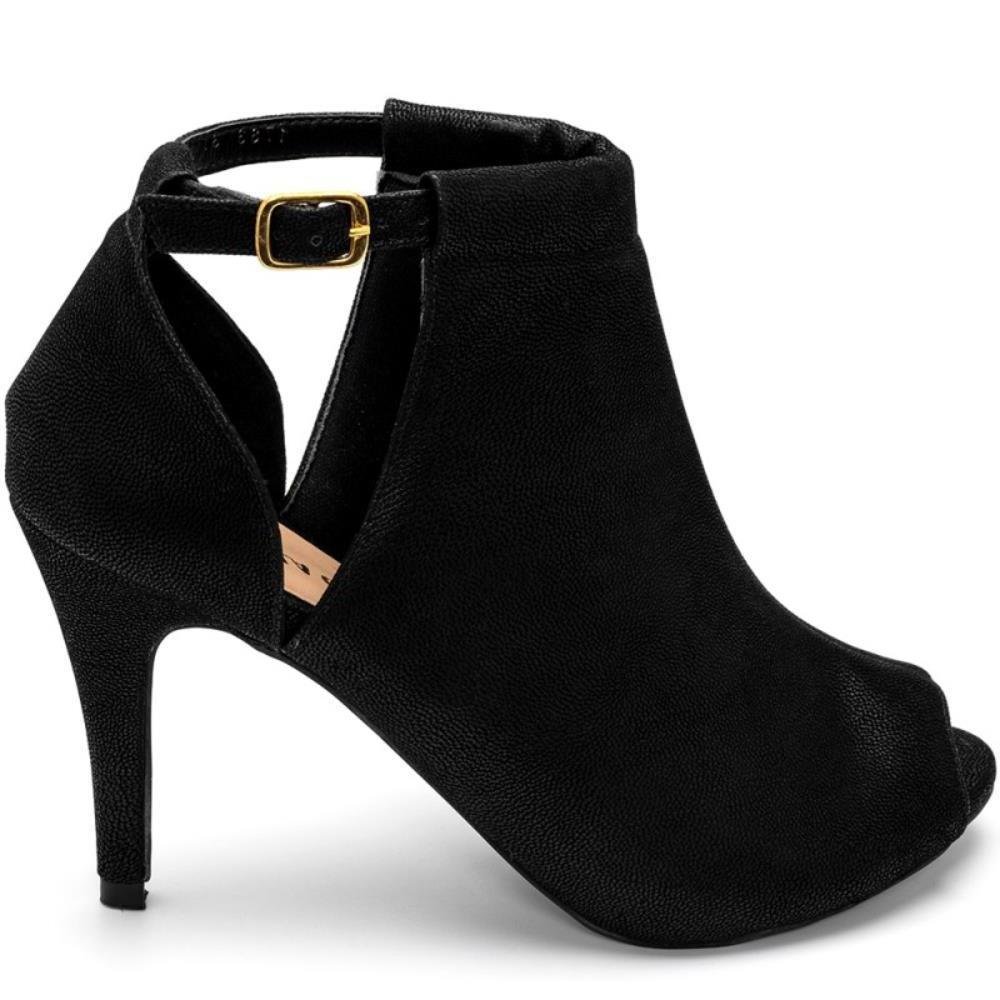 Sandália Feminina Ankle Boot Salto Alto Confortável Preto 3