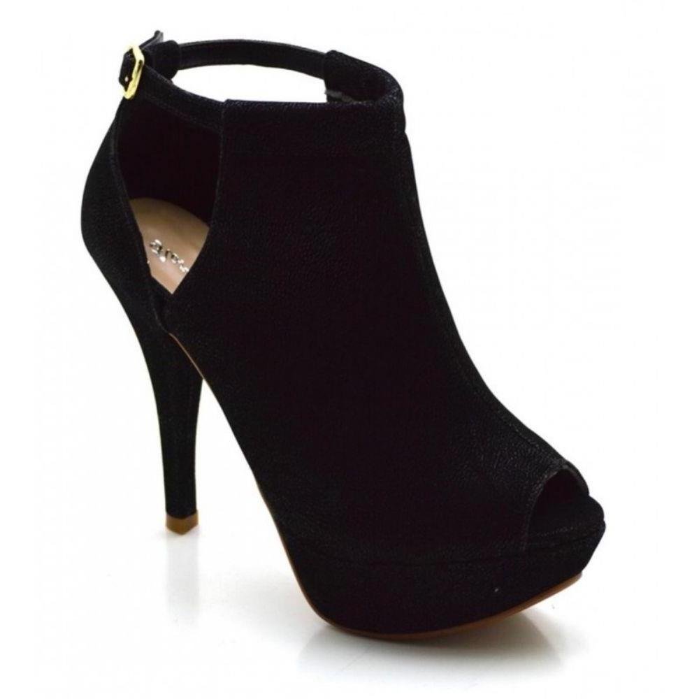 Sandália Feminina Ankle Boot Salto Fino Alto Conforto Preto 2