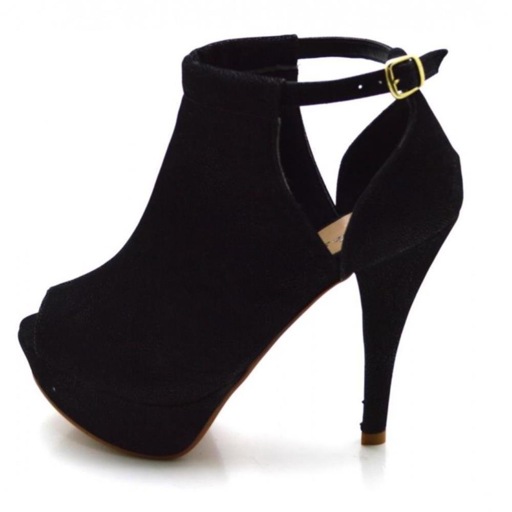 Sandália Feminina Ankle Boot Salto Fino Alto Conforto Preto 3