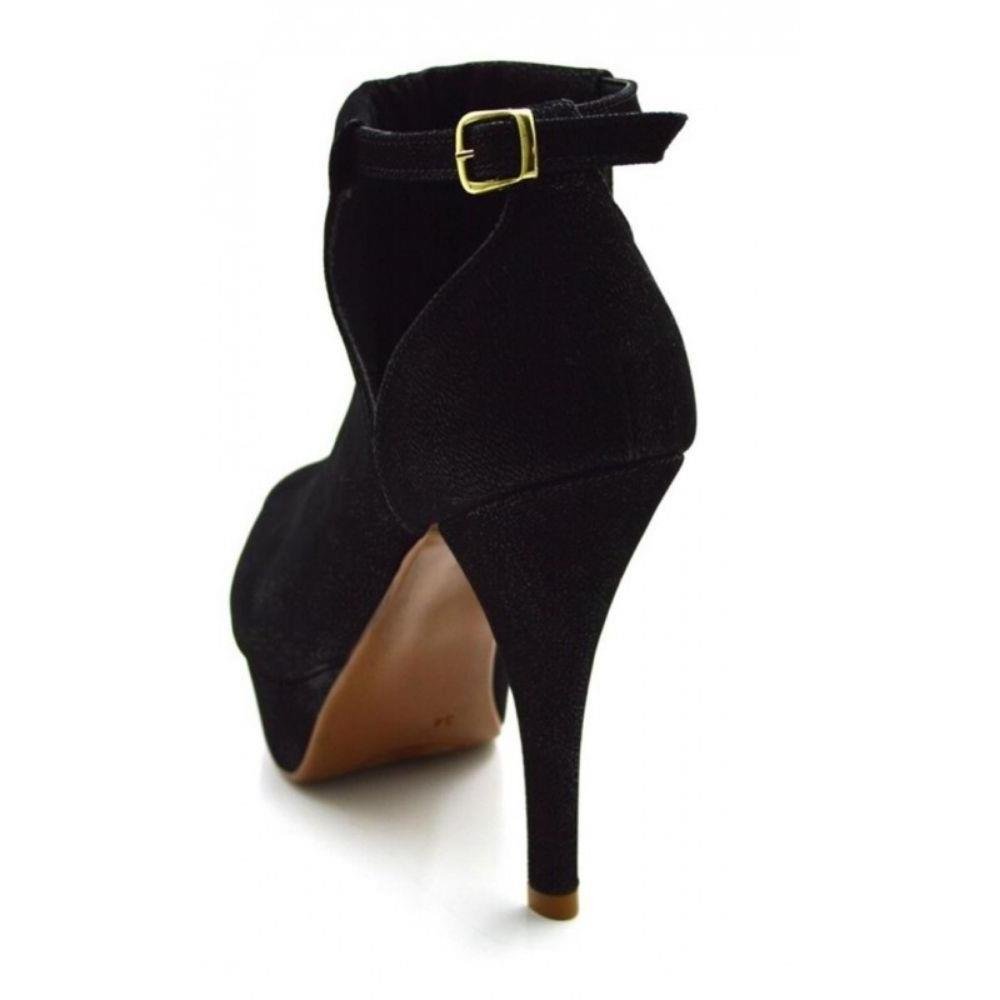 Sandália Feminina Ankle Boot Salto Fino Alto Conforto Preto 4