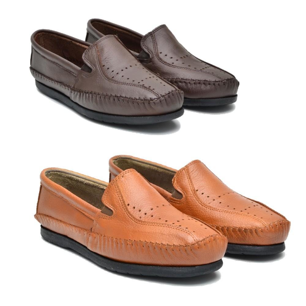 Kit 2 Pares Mocassim Masculino Couro Moderno Conforto Marrom 1