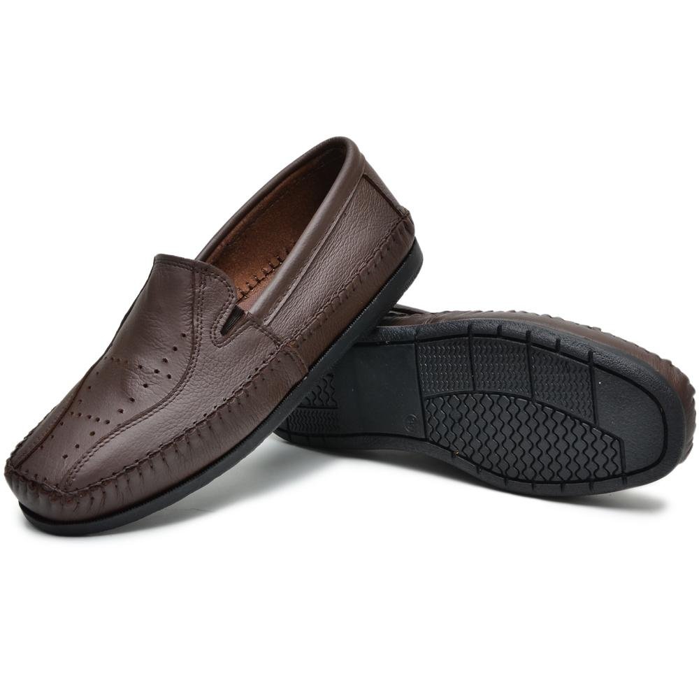 Kit 3 Pares Mocassim Masculino Couro Moderno Conforto Marrom 3