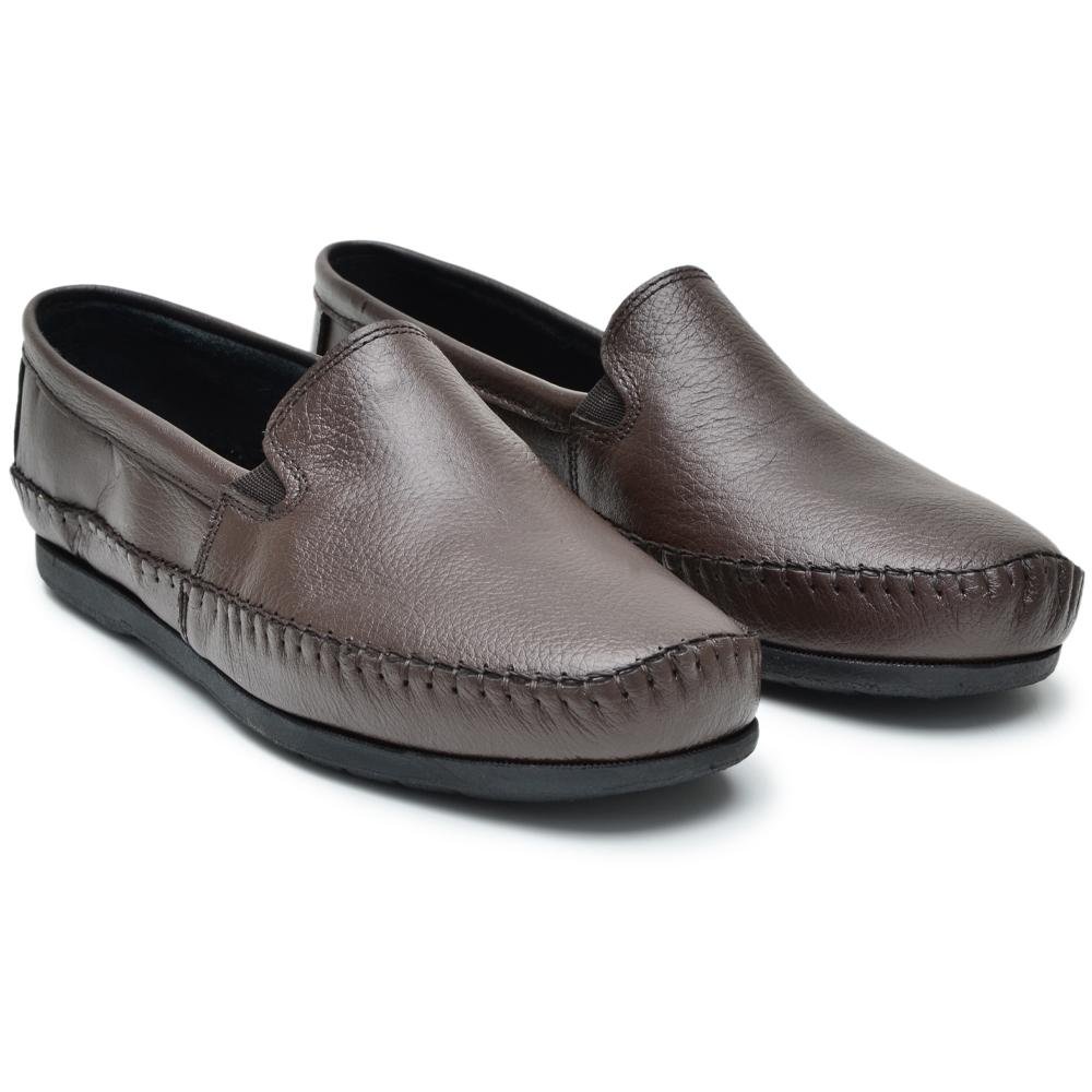Kit 3 Pares Mocassim Masculino Couro Moderno Dia a Dia Marrom 4