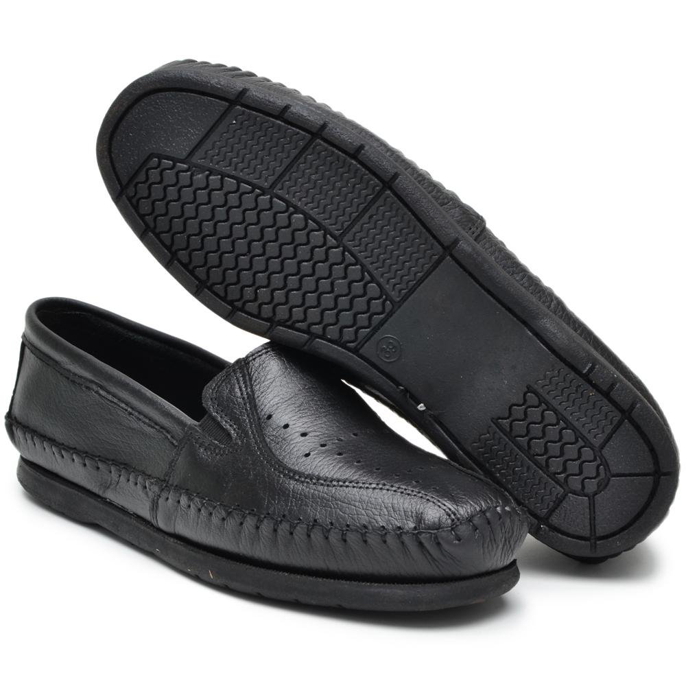 Mocassim Casual Masculino Couro Moderno Conforto Dia a Dia Preto 1