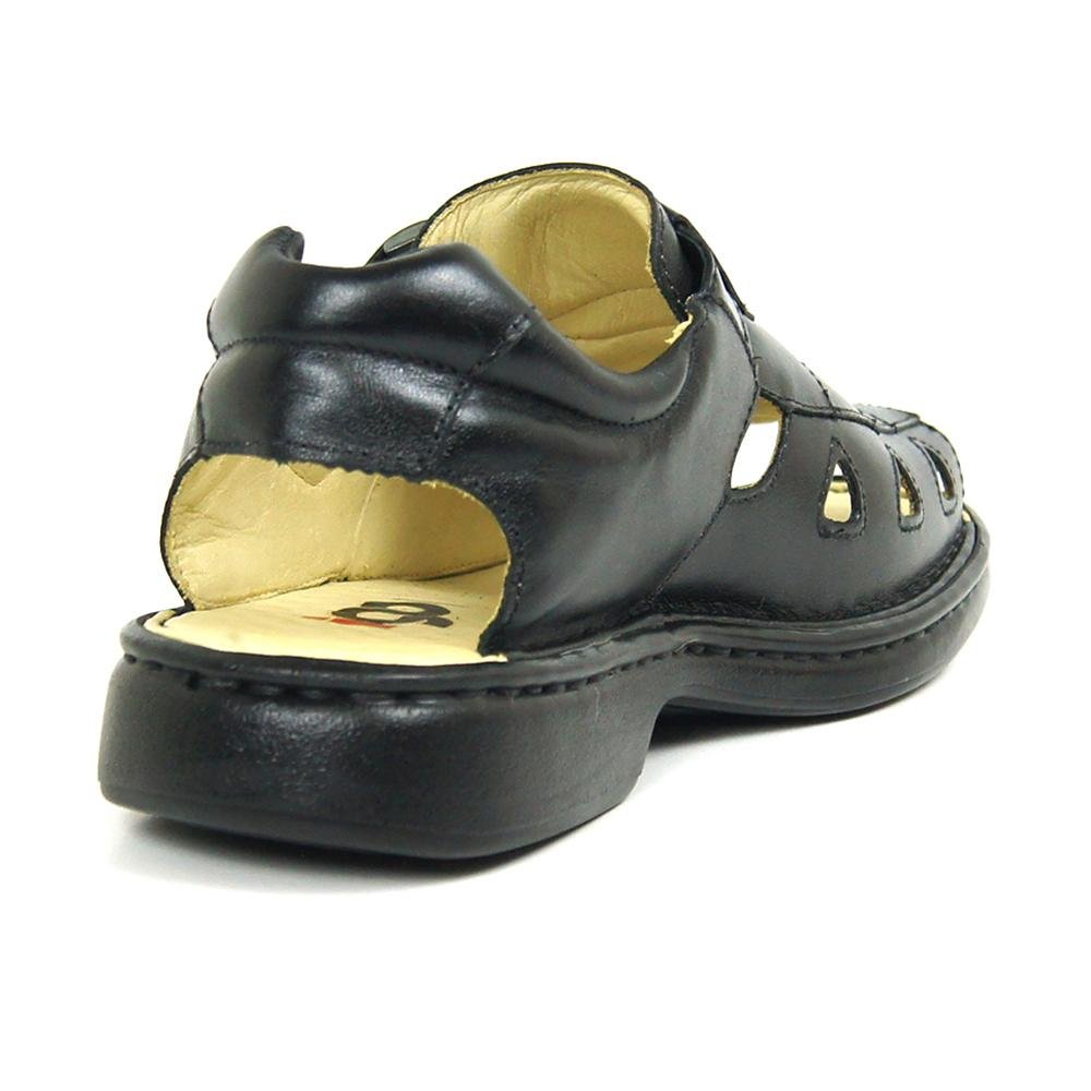 Sandália Couro Masculino Lisa Casual Conforto Preto 3