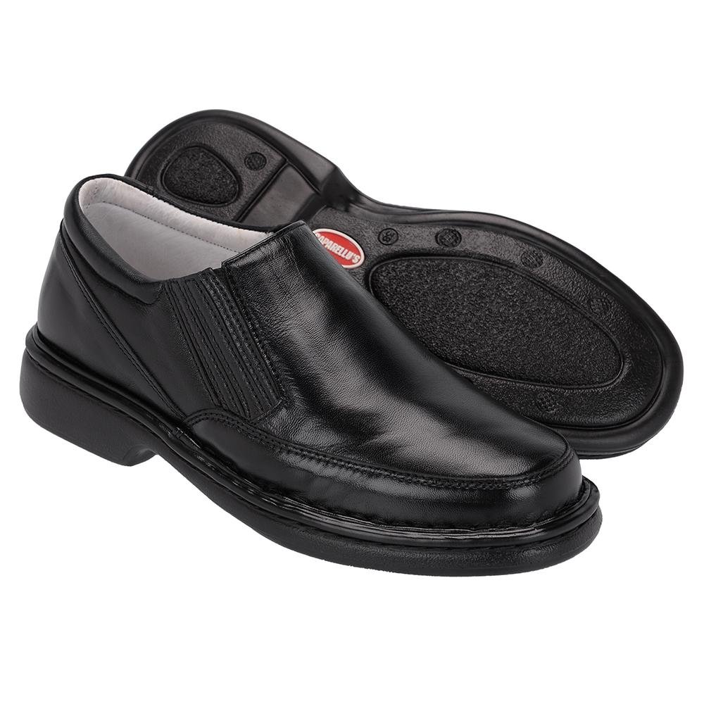 Sapato Conforto em Couro Cagliari Caparellus Masculino Preto 3