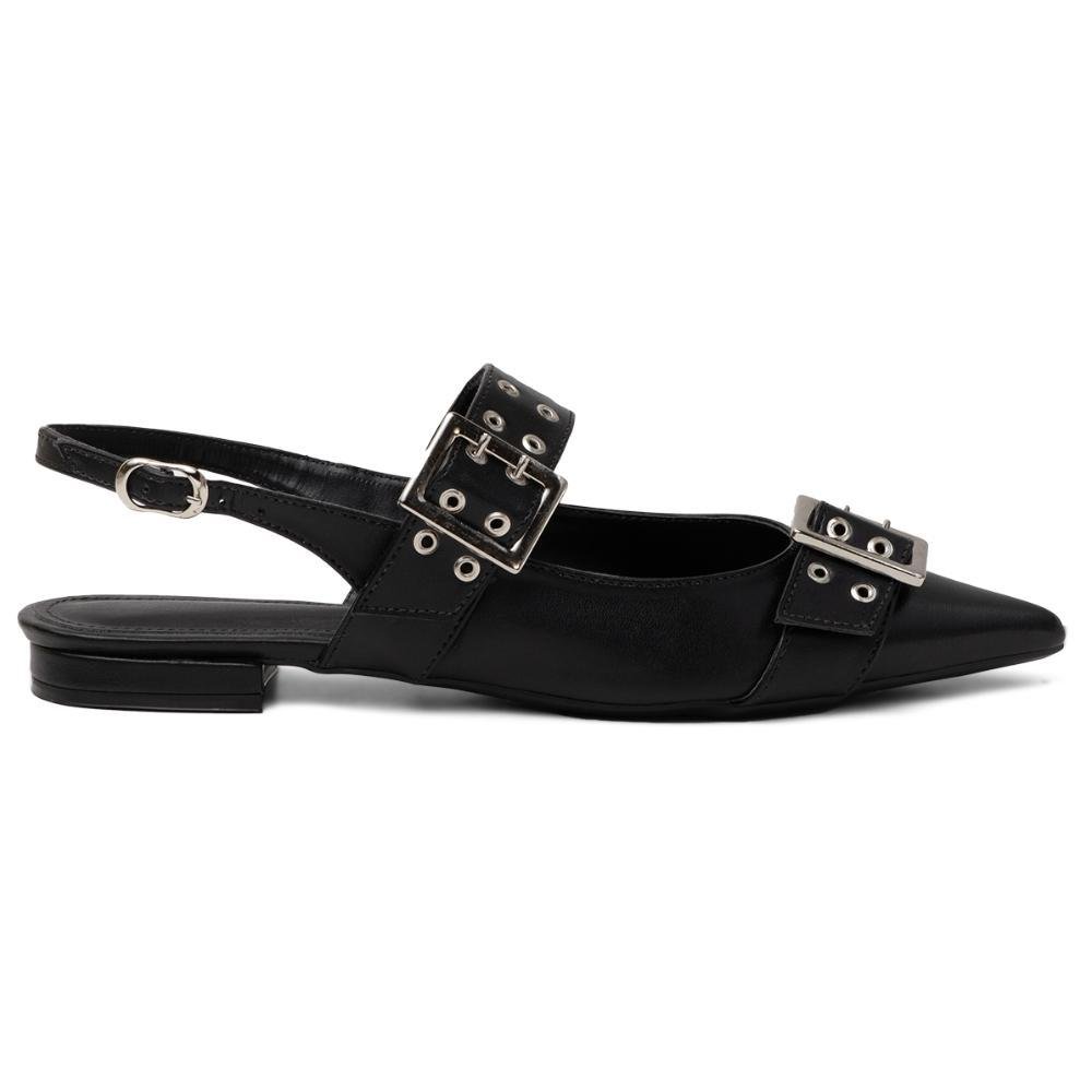 Mule Feminino Sapato Confortável Fivela Preto 2