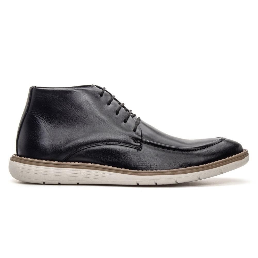 Sapato Social Masculino Couro Cano Alto  Macio Moderno Preto 1