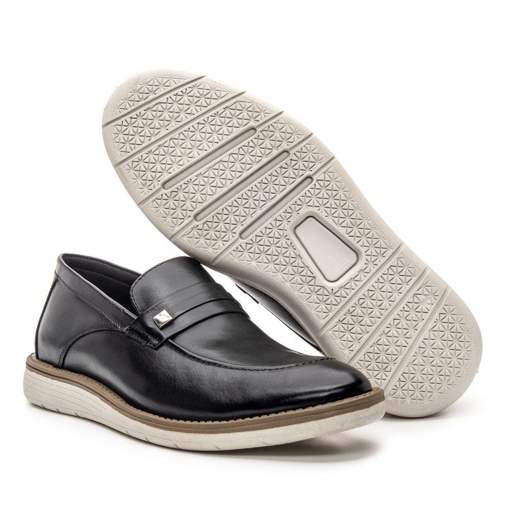 Sapato Social Masculino Couro Elegante Confortável Macio Preto 4