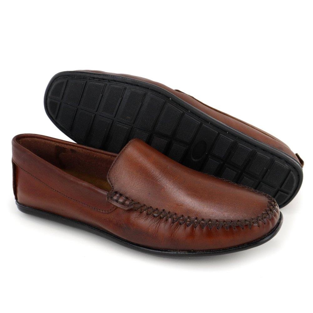 Mocassim Dockside Masculino Couro Bico Redondo Calce Fácil Marrom 3