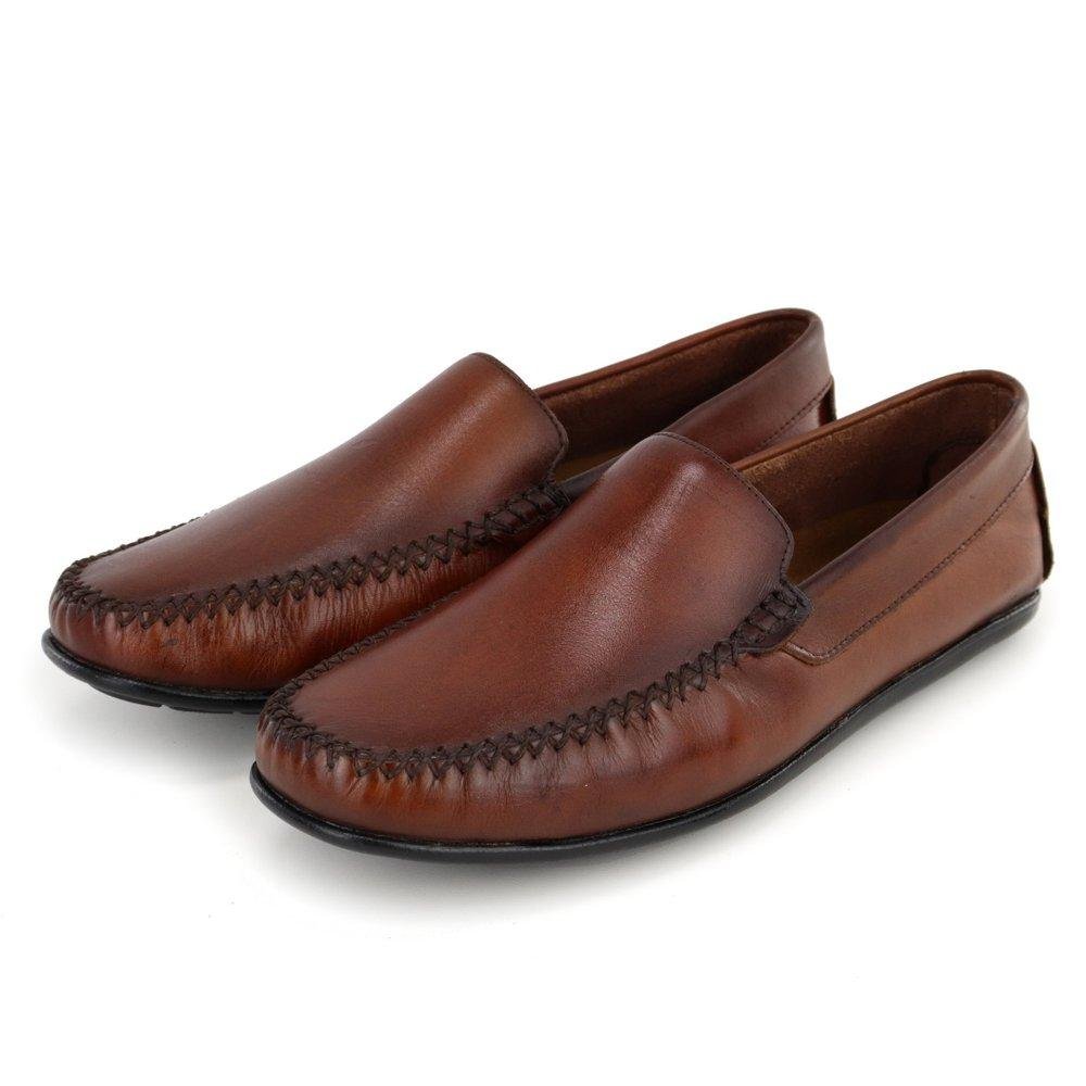 Mocassim Dockside Masculino Couro Bico Redondo Calce Fácil Marrom 4