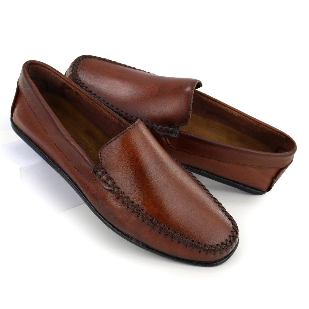 Mocassim Dockside Masculino Couro Bico Redondo Calce Fácil Marrom 5