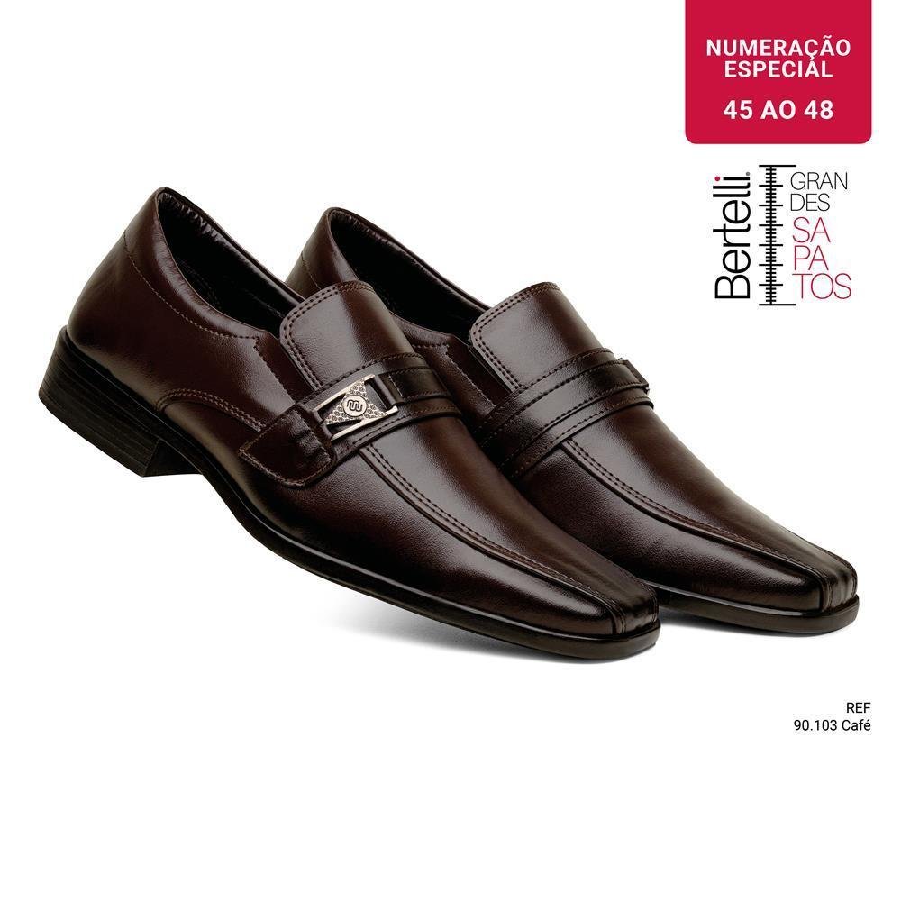 Sapato Social Masculino Metal Elástico Tamanho Especial Marrom 2