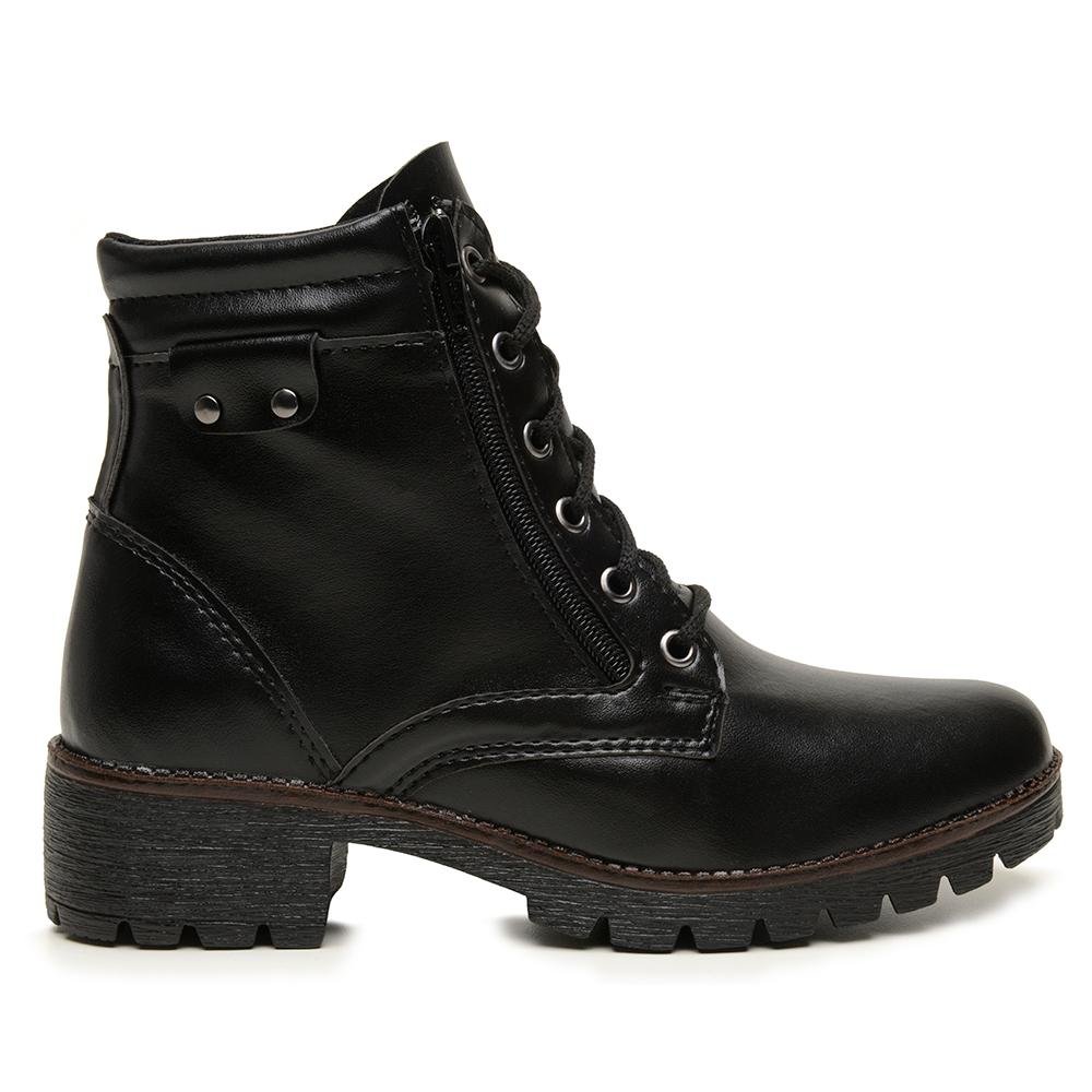 Bota Coturno Feminino Casual Solado Tratorado Moderno Preto 3