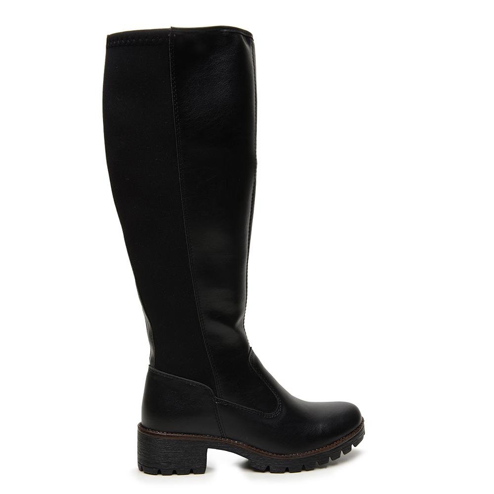 Bota Feminina Montaria Casual Cano Alto Solado Tratorado Preto 3