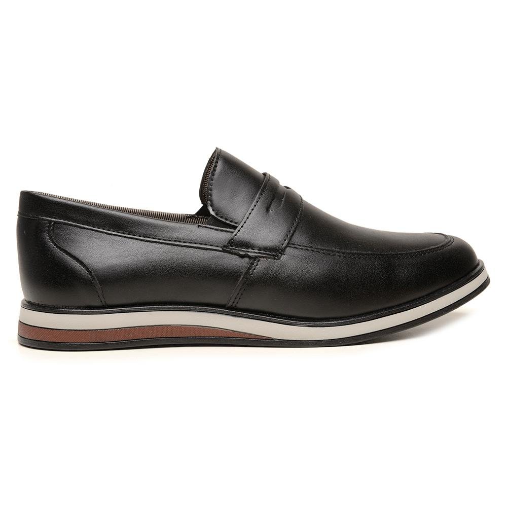 Sapato Casual Masculino Calce Fácil Moderno Solado Conforto Preto 2