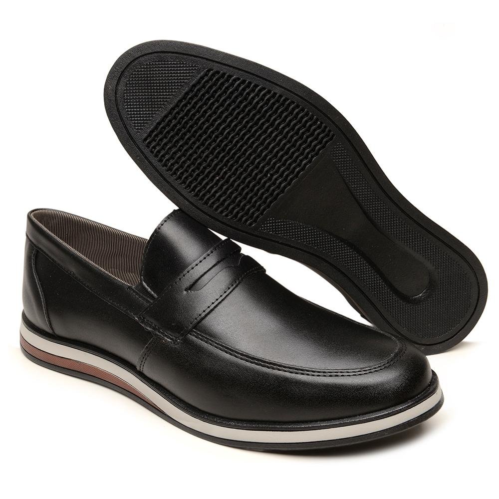 Sapato Casual Masculino Calce Fácil Moderno Solado Conforto Preto 3