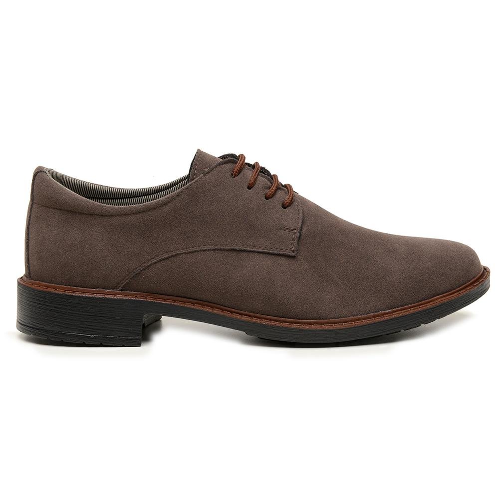 Sapato Casual Masculino Camurça Moderno Cadarço Liso Marrom 3