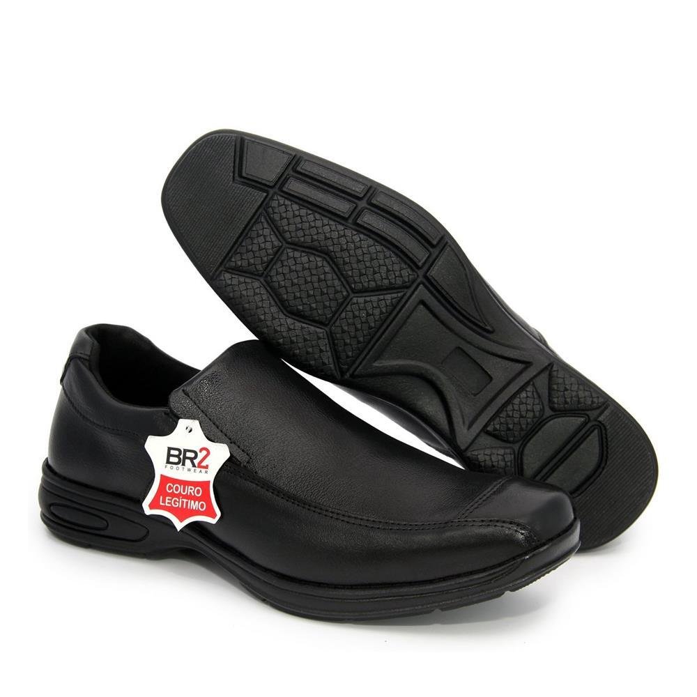 Sapato Social Masculino Couro Bico Quadrado Casual Preto 4