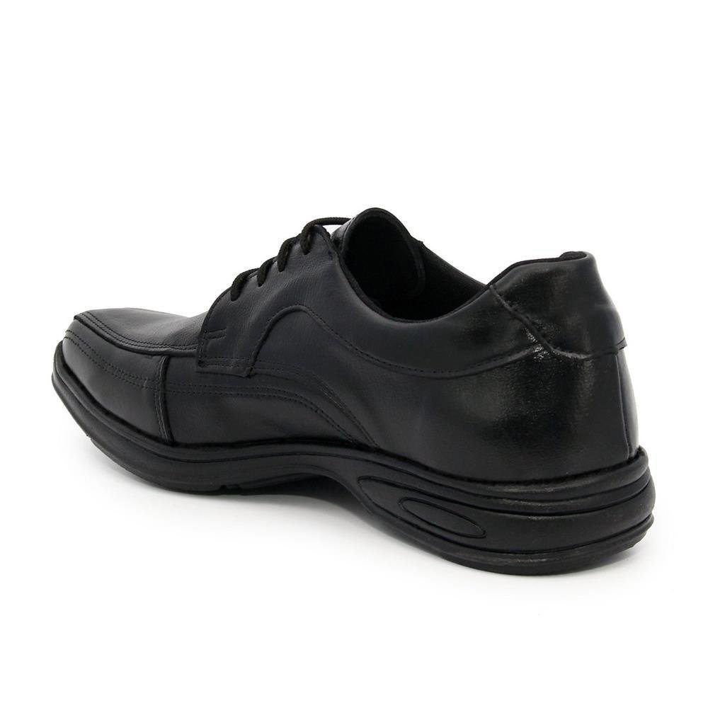 Sapato Social Masculino Couro Cadarço Bico Quadrado Casual Preto 3